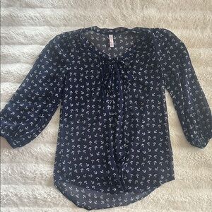 Xhilaration Navy Anchor Print Blouse